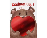 Greeting card B6 Valentine's Day card teddy bear, 1 pc.